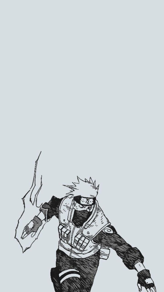 Dynamic Black & White iPhone Wallpaper: Spiky Character Action Pose