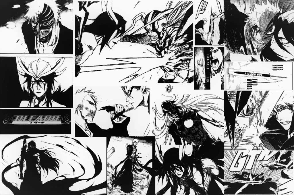 Bleach Anime Black and White Wallpaper: Action-Packed Scenes