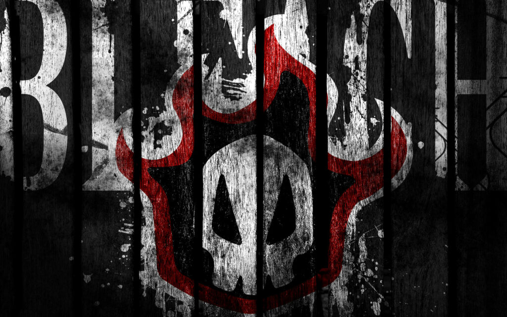 Dynamic Bleach Wallpaper: Gritty Skull Logo on Dark Background