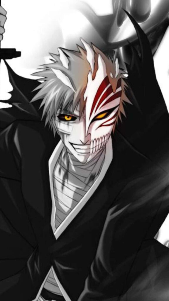 Dynamic Bleach Wallpaper: Protagonist's Intense Hollow Form Background