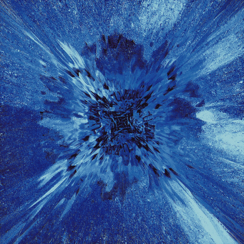 Dynamic Blue Abstract Wallpaper with Explosive Central Design