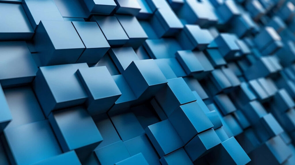 Dynamic Abstract Blue Cube Wallpaper - Modern Geometric Background
