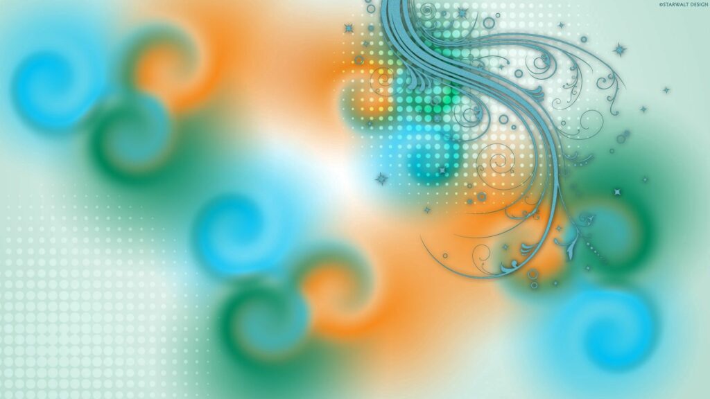 Vibrant 1920x1080 Swirling Blue, Green & Orange Background Wallpaper