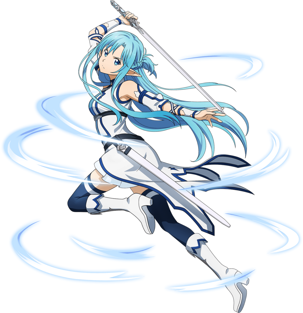 Dynamic Blue-Haired Anime Character Wallpaper with Sword Action