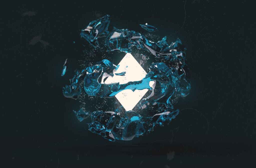 Glowing White Rhombus in Dynamic Blue Liquid Splash Wallpaper