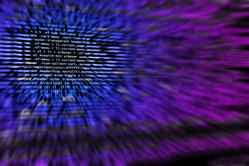 Dynamic Wallpaper: Blue & Purple Code Lines with Radial Blur Effect
