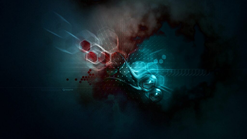 Dynamic Blue & Red Hexagonal Wallpaper - 2560x1440 Background