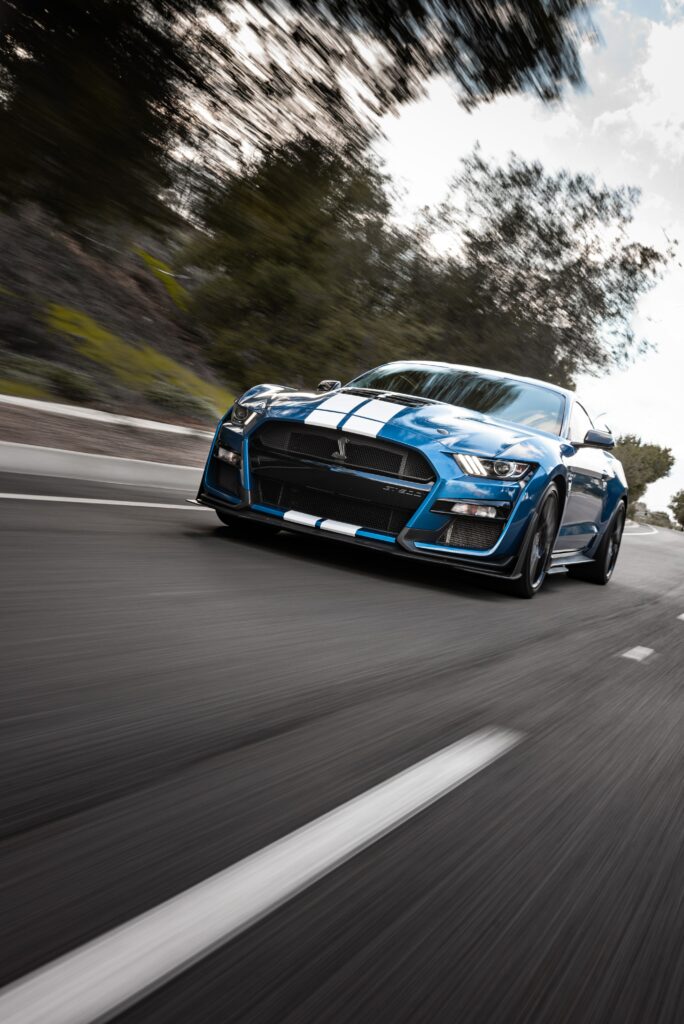 Dynamic Blue Shelby GT500 Wallpaper: Speed & Performance Background