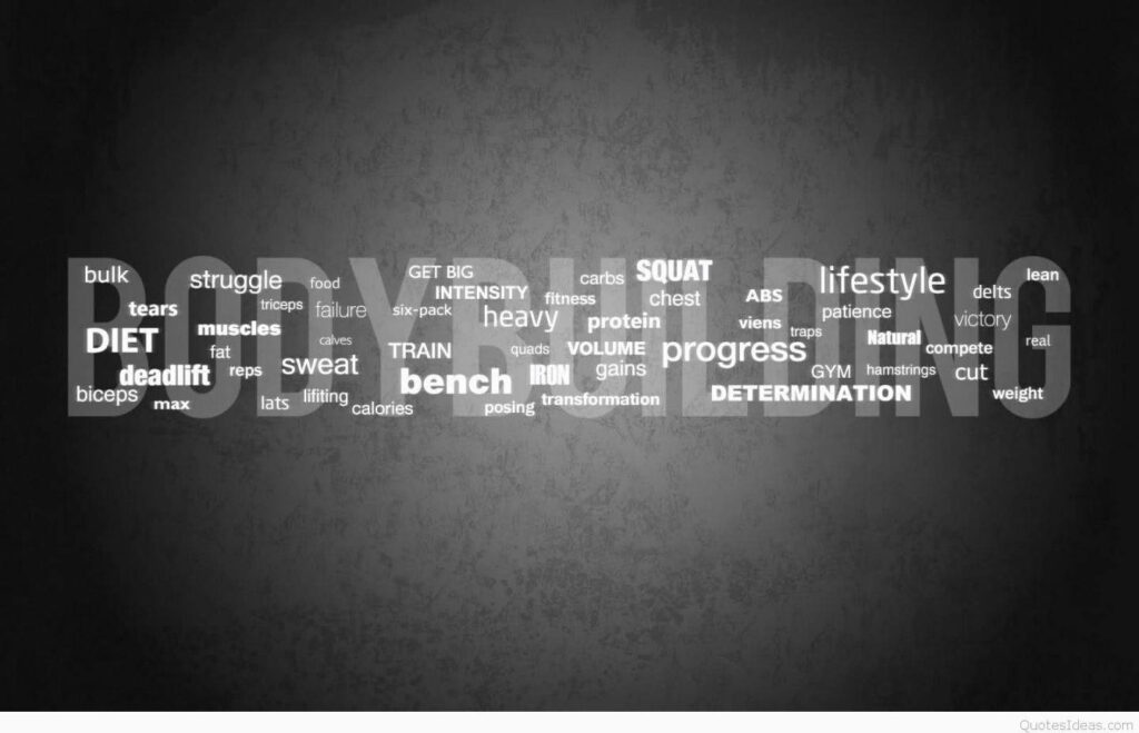 Dynamic Bodybuilding Wallpaper: Motivational Fitness Typography Design