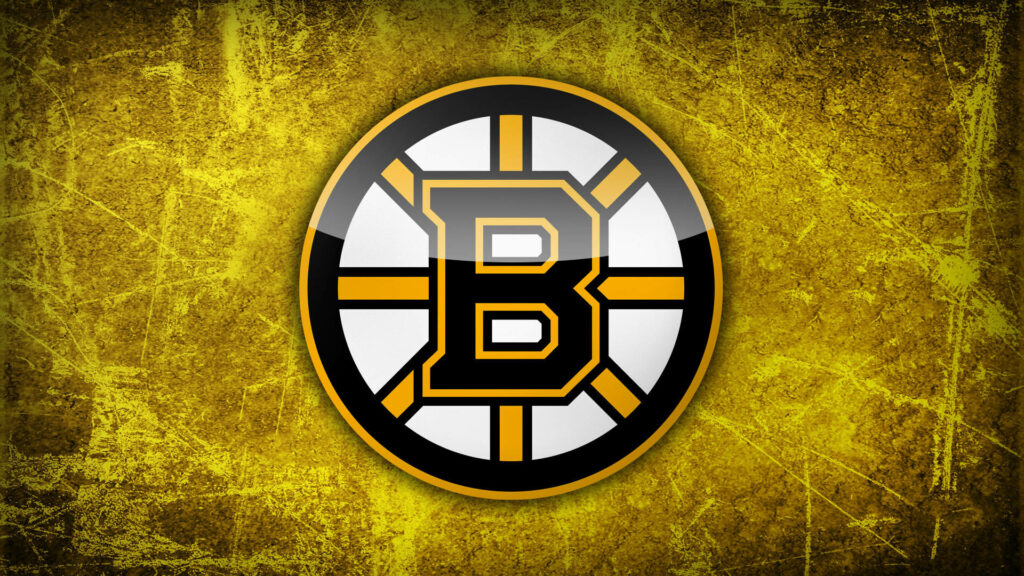 Boston Bruins logo on rugged textured yellow background fierce energetic hockey wallpaper