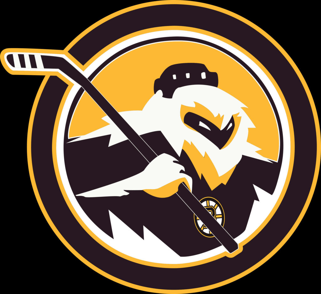 Dynamic Boston Bruins wallpaper with bold black gold logo and stylized bear mascot hockey design