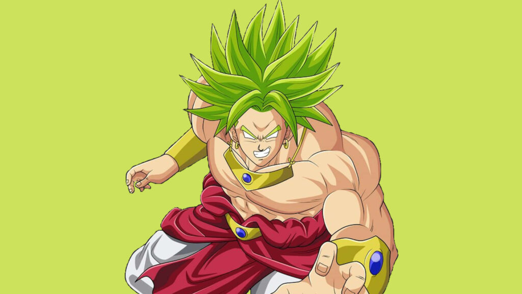 Dynamic Broly wallpaper Legendary Super Saiyan green hair intense expression muscular build