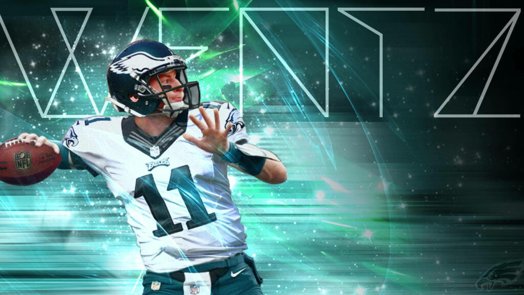 Dynamic Carson Wentz Wallpaper: Vibrant Graphic Art in Action