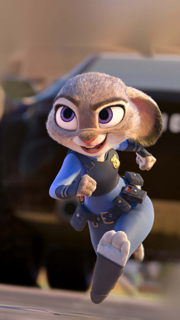 Dynamic Cartoon Rabbit Police Wallpaper: Energetic & Determined