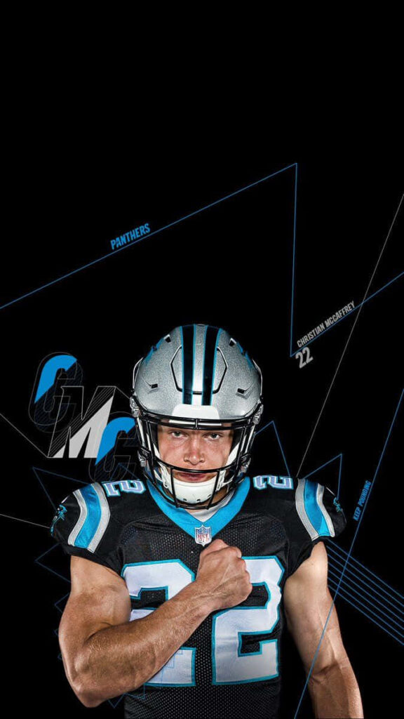 Intense Christian McCaffrey Carolina Panthers Phone Wallpaper