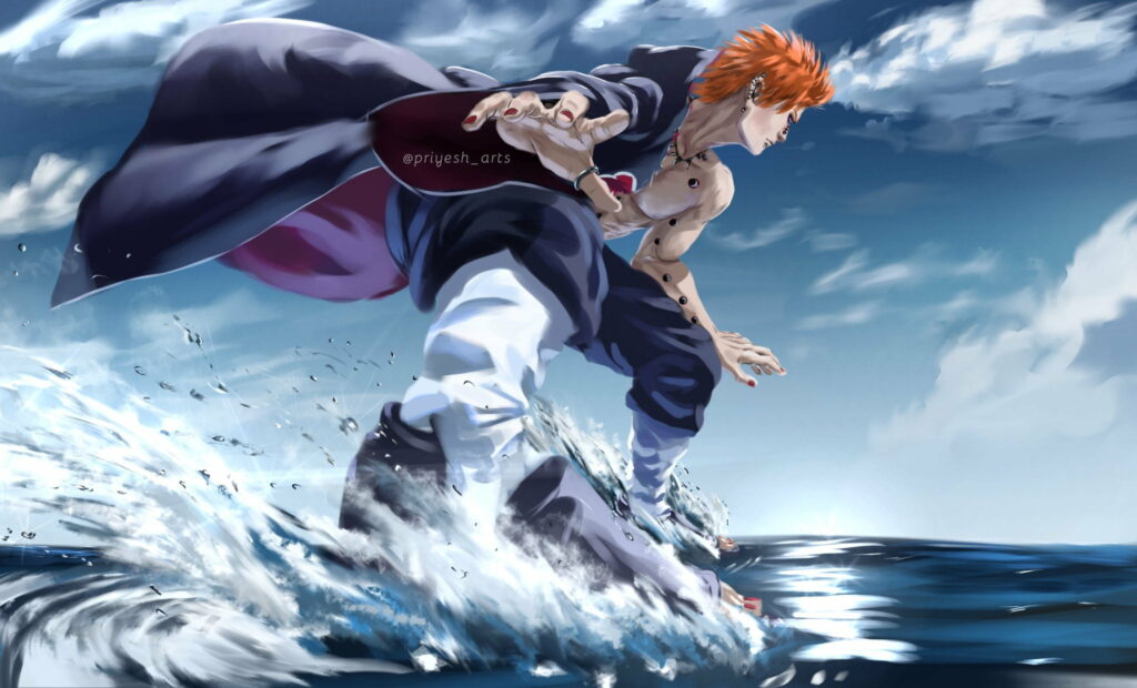 Raging Battle: Naruto vs. Pain - Immersive HD Background Wallpaper