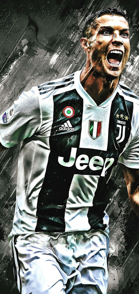 Dynamic Cristiano Ronaldo Juventus Wallpaper: Gritty and Energetic