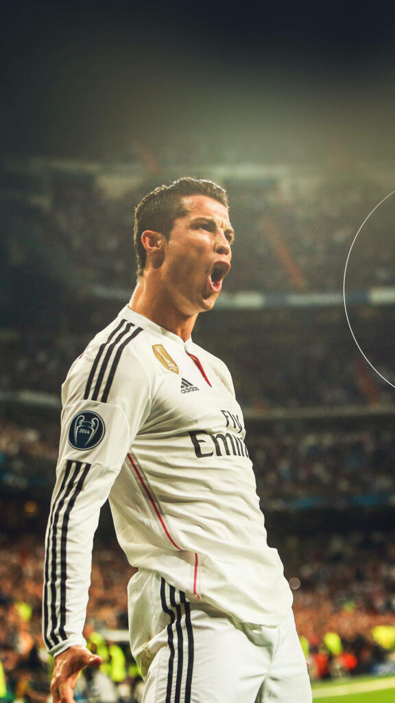 Dynamic iPhone Wallpaper: Cristiano Ronaldo's Passionate Celebration