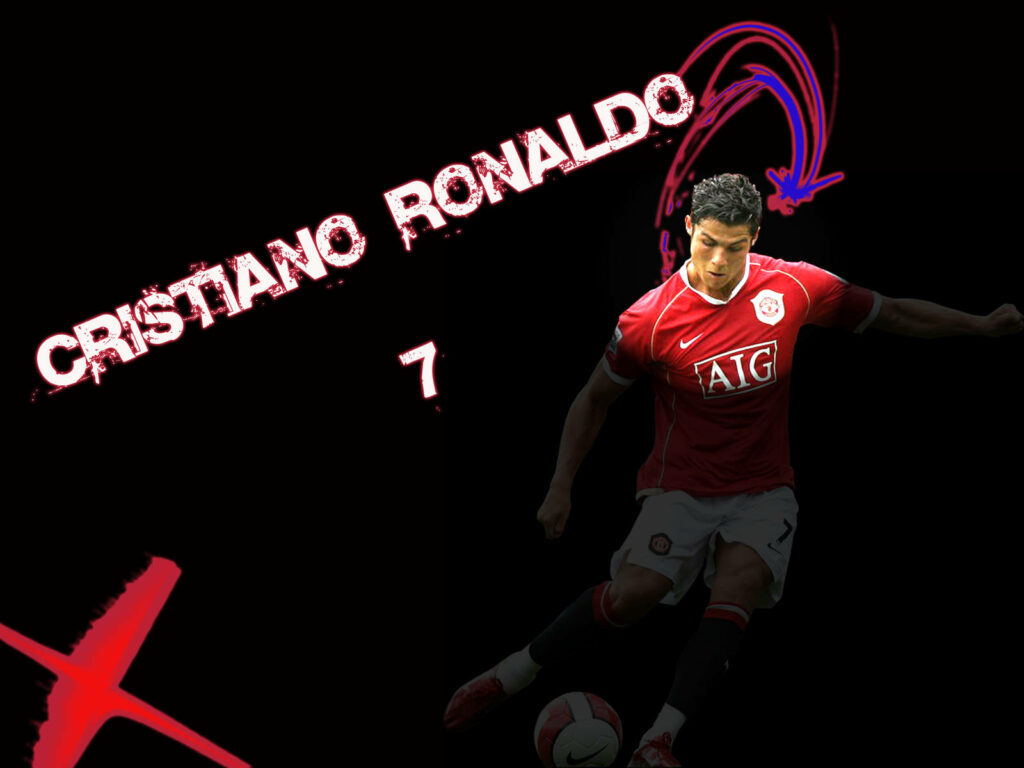 Dynamic Cristiano Ronaldo Wallpaper: Neon Accents & Bold Design