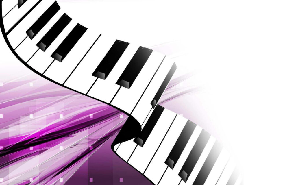 Curved Piano Keyboard Wallpaper with Abstract Purple Accents