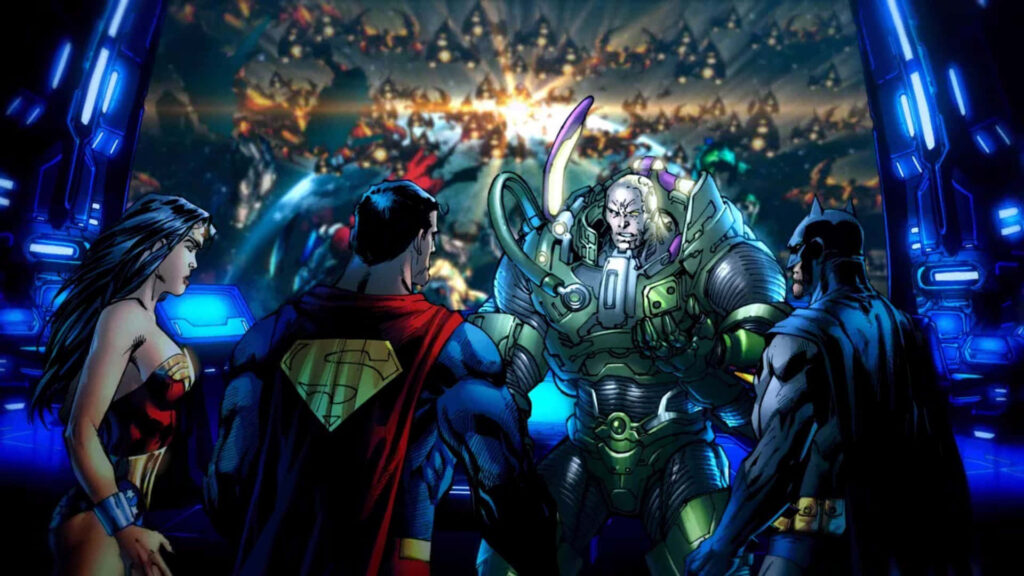 Dynamic DC Superheroes Wallpaper: Batman, Superman & Wonder Woman vs. Lex Luthor