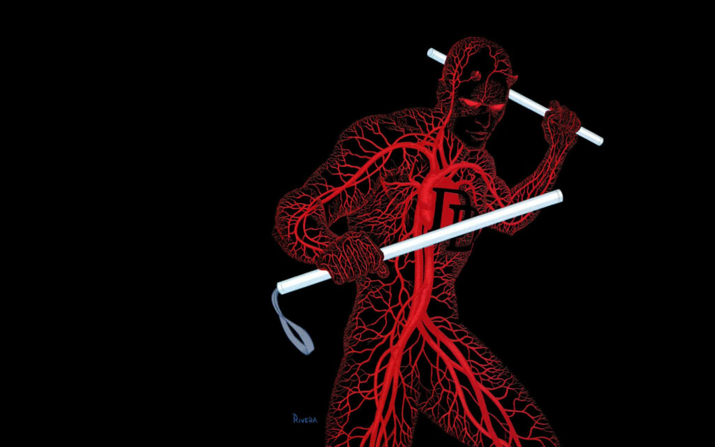 Dynamic Daredevil Wallpaper: Bold Pose & Intense Black Background