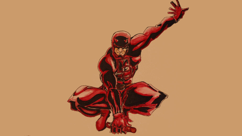 Daredevil Vigilance Wallpaper: Intense Pose with Minimalist Background