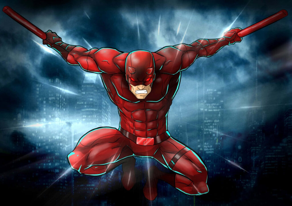 Dynamic Daredevil Wallpaper: Vigilante in Action Over Hell's Kitchen