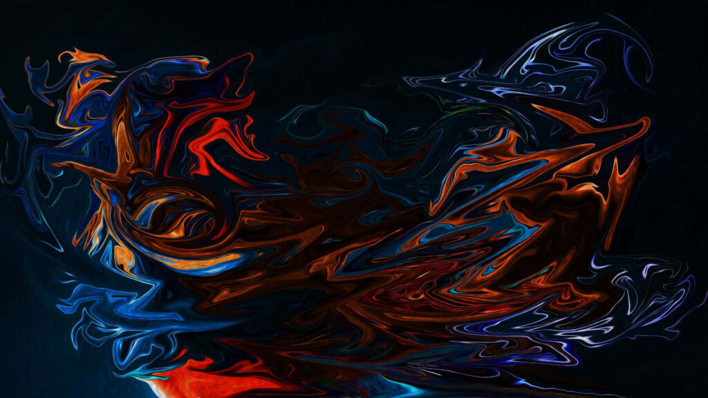 Mesmerizing Dark Abstract Art Wallpaper with Fluid Color Patterns