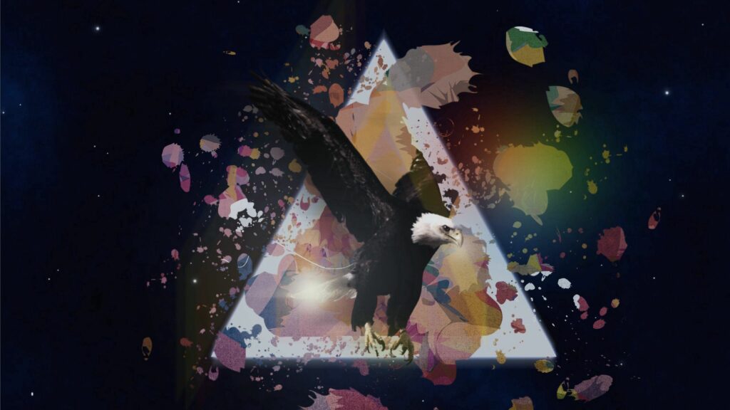 Dynamic Dark Abstract Wallpaper - Eagle in Flight with Triangle