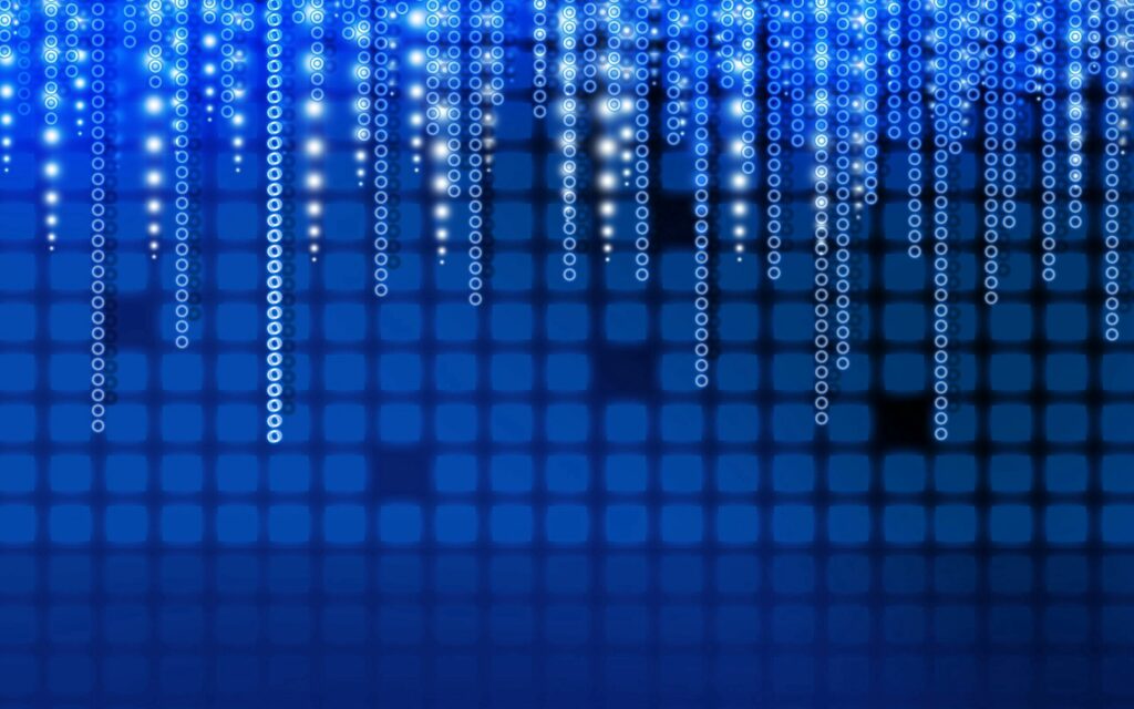 Dynamic Glowing Circles on Dark Blue Squares - 2560x1600 Wallpaper