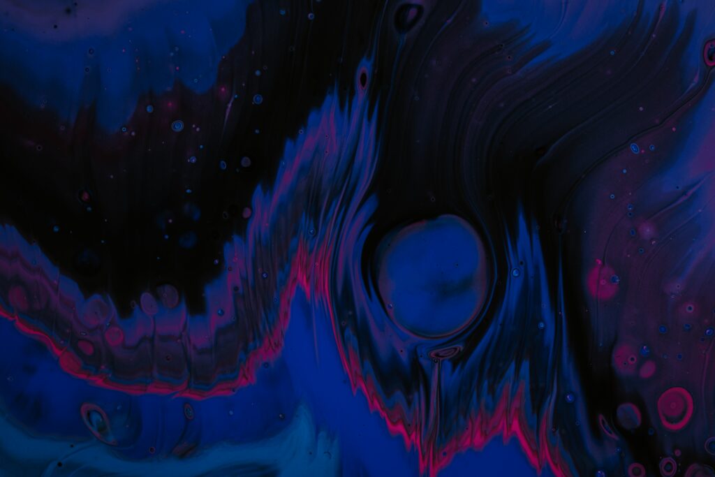 Fluid Art Wallpaper: Dark Vivid Blues & Pinks Abstract Background