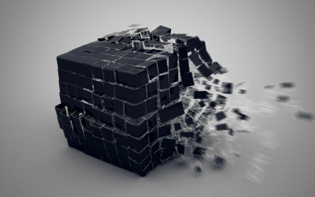 Dynamic Dark Cube Wallpaper: Striking Burst Effect on Neutral Background