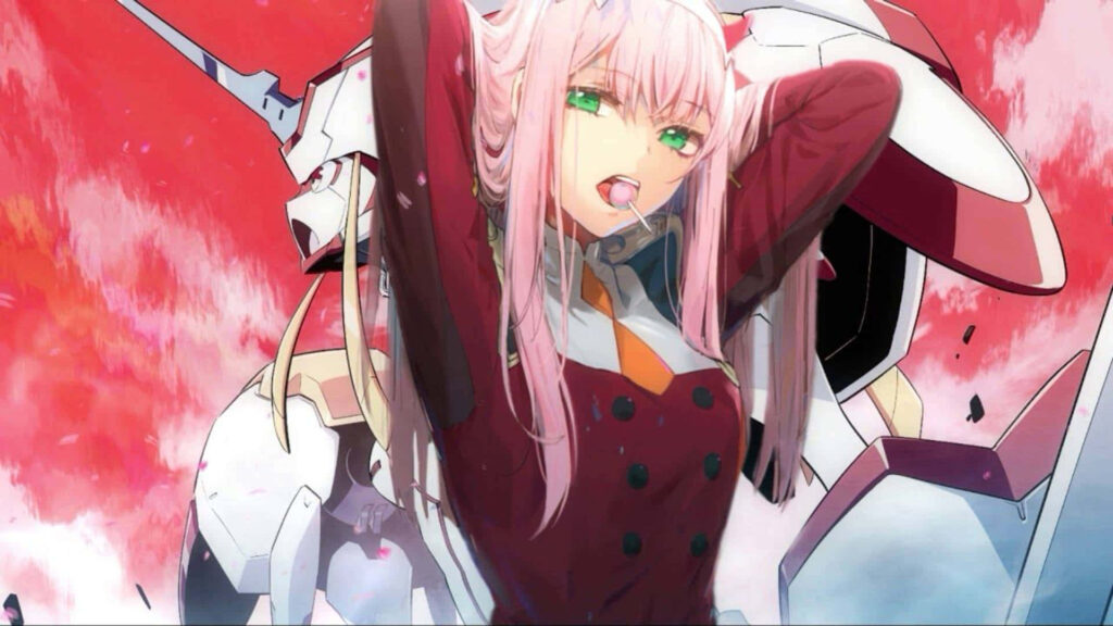 Dynamic Zero Two Wallpaper: Immerse in Darling in the Franxx Action