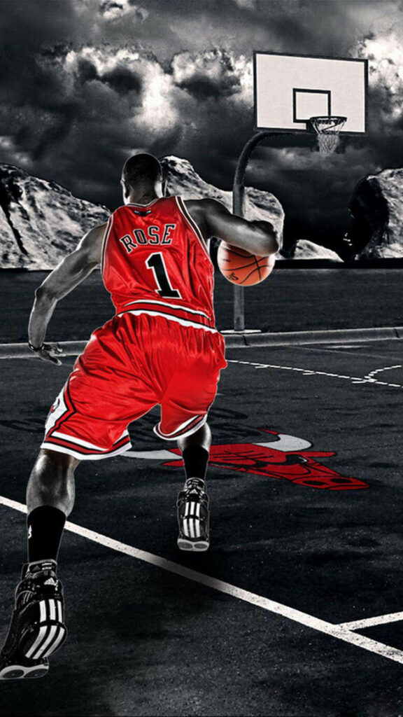 Dynamic Derrick Rose iPhone Wallpaper: Basketball Skills & Drama