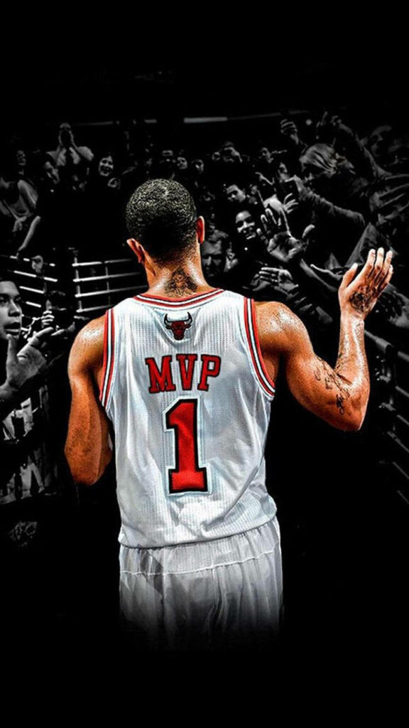 Dynamic Derrick Rose iPhone Wallpaper with MVP Jersey & Fans