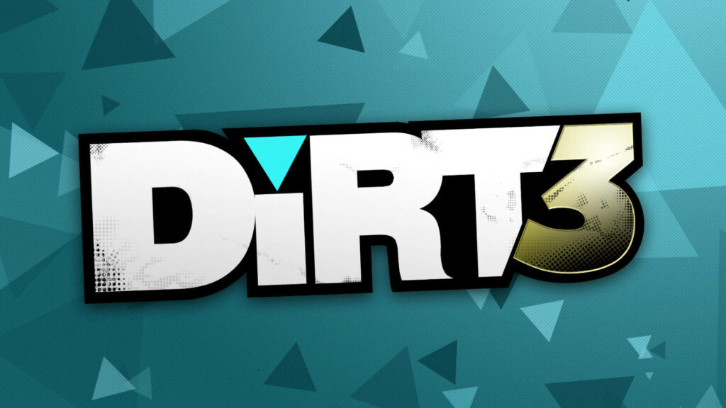 Abstract Blue Triangle Pattern Surrounding the Dirt 3 Logo on a Cool Digital Poster Wallpaper