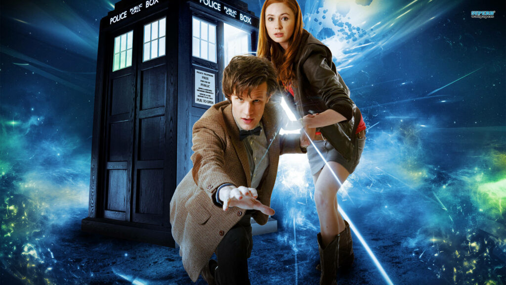 Dynamic Doctor Who Wallpaper: TARDIS & Heroes in Cosmic Adventure