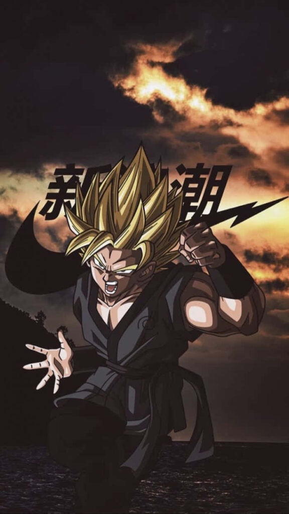 Dynamic Dragon Ball Z Wallpaper: Powerful Character in Fiery Sky