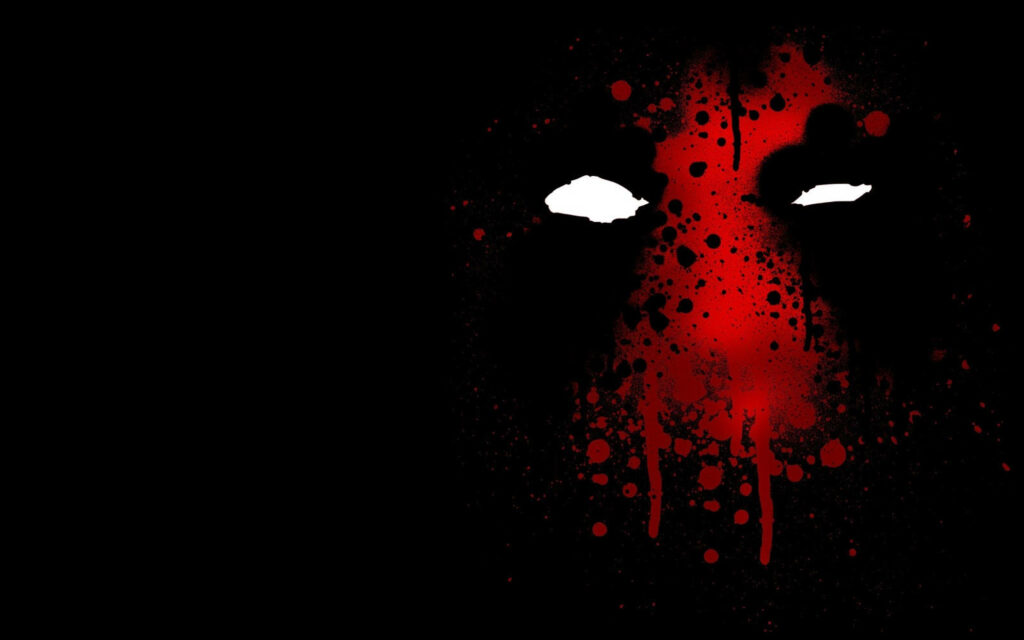Dripping with Marvel Fandom: A Mesmerizing Black and Red Wallpaper of Deadpool, the Infamous Antihero, on a Dark Canvas
