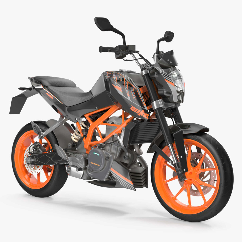 Duke 390 Motorcycle Wallpaper: Dynamic Design with Orange Accents