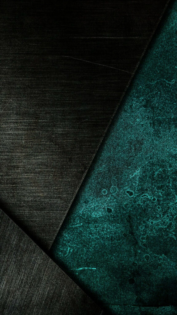 Abstract mobile wallpaper with diagonal dark metal and textured teal crater design background