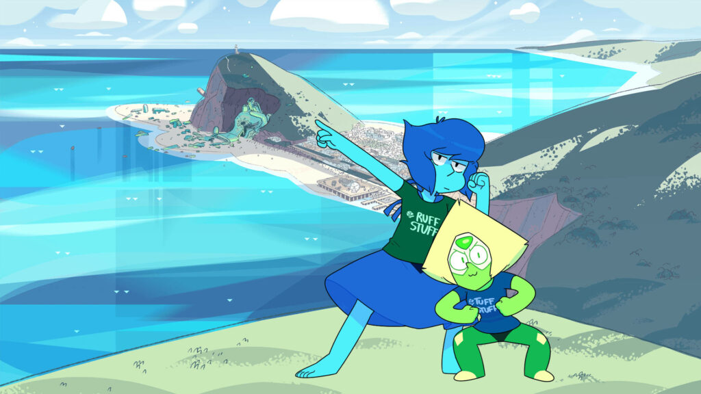 Crystal Clear Delight: Steven Universe's Lapis and Peridot Wallpaper