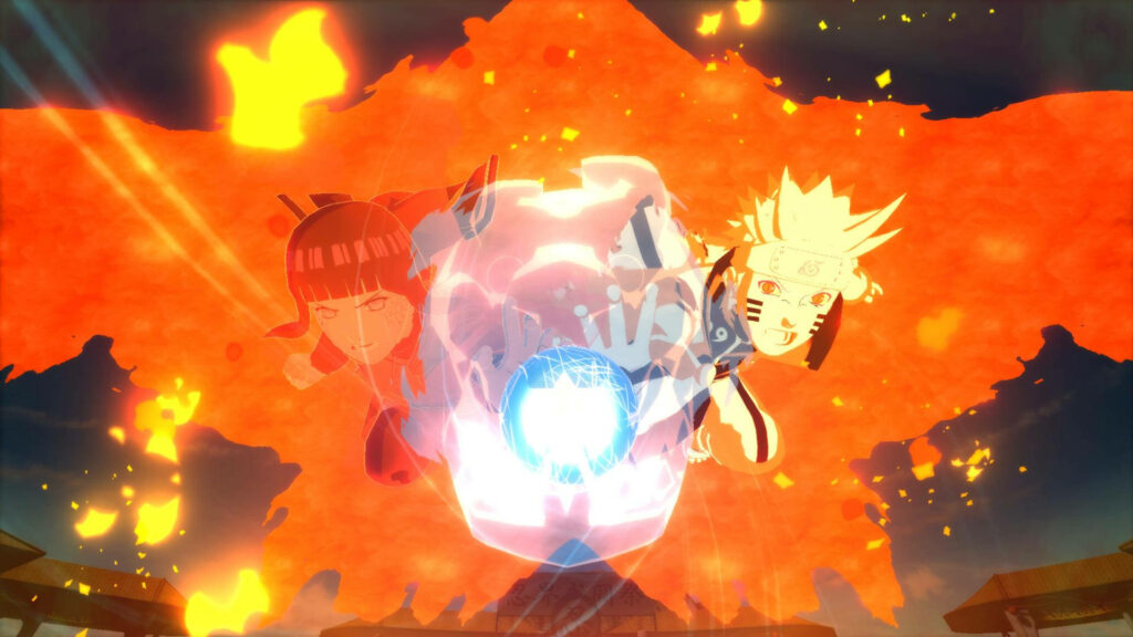 The Dynamic Duo: Naruto and Hinata's Epic Rasengan Clash in Naruto Shippuden's Fiery Abyss - A Mesmerizing 4k Illustration Wallpaper