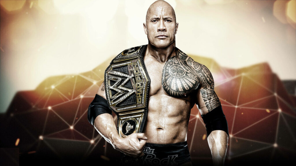Dwayne Johnson WWE Wallpaper: Champion with Iconic Tattoo & Muscles