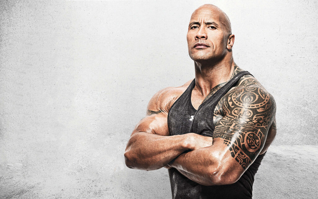 Dynamic Dwayne Johnson Wallpaper: The Rock in Black Project Rock Sando