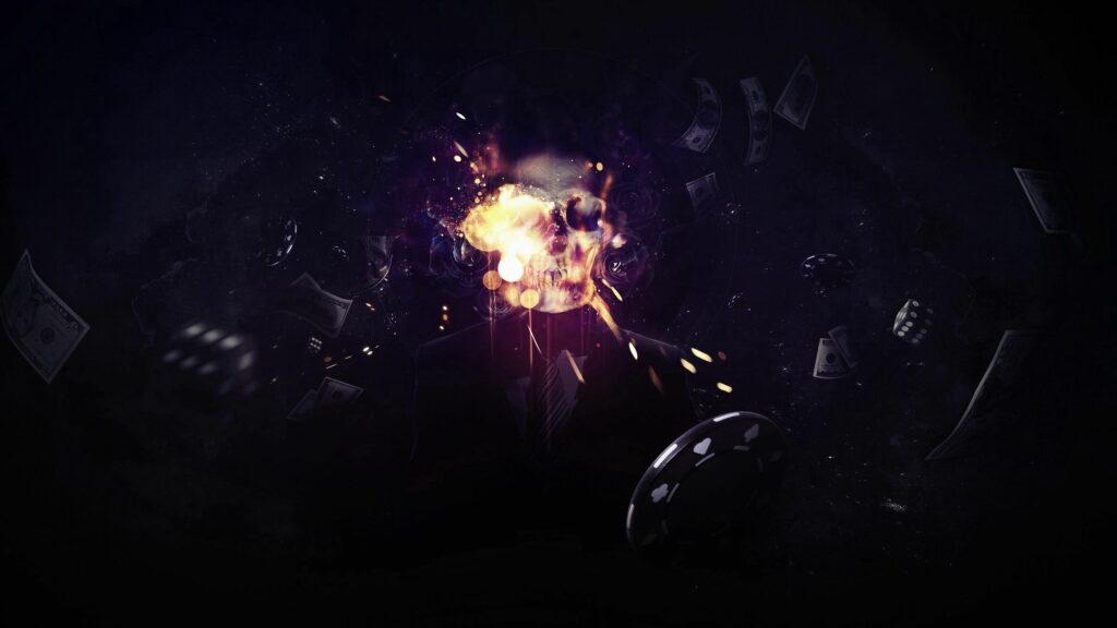 Dynamic Dark Explosion Wallpaper: Fiery Poker Theme Background