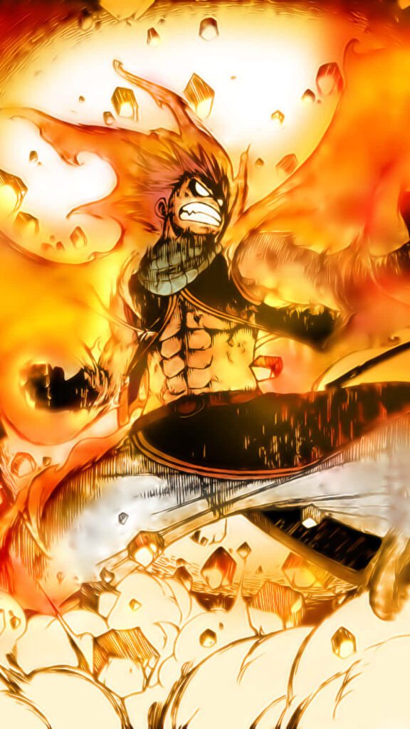 Dynamic Fairy Tail Wallpaper: Character in Fiery Power & Destruction