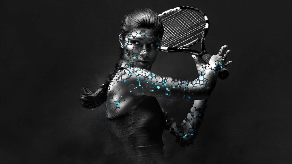 Dynamic Tennis Player Wallpaper: Artful Athleticism & Modern Design