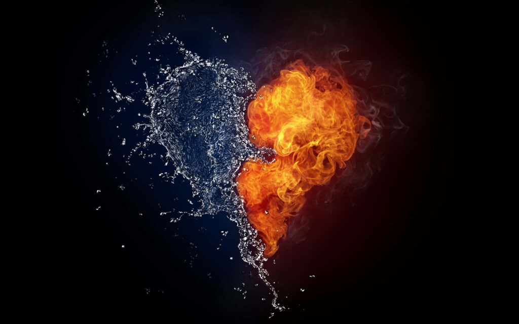 Dynamic Fire and Water Abstract Wallpaper - Striking Contrast